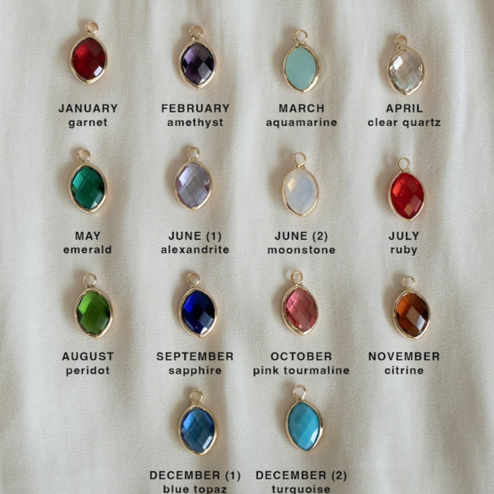 Personalized birth flower birthstone back engraved name necklace