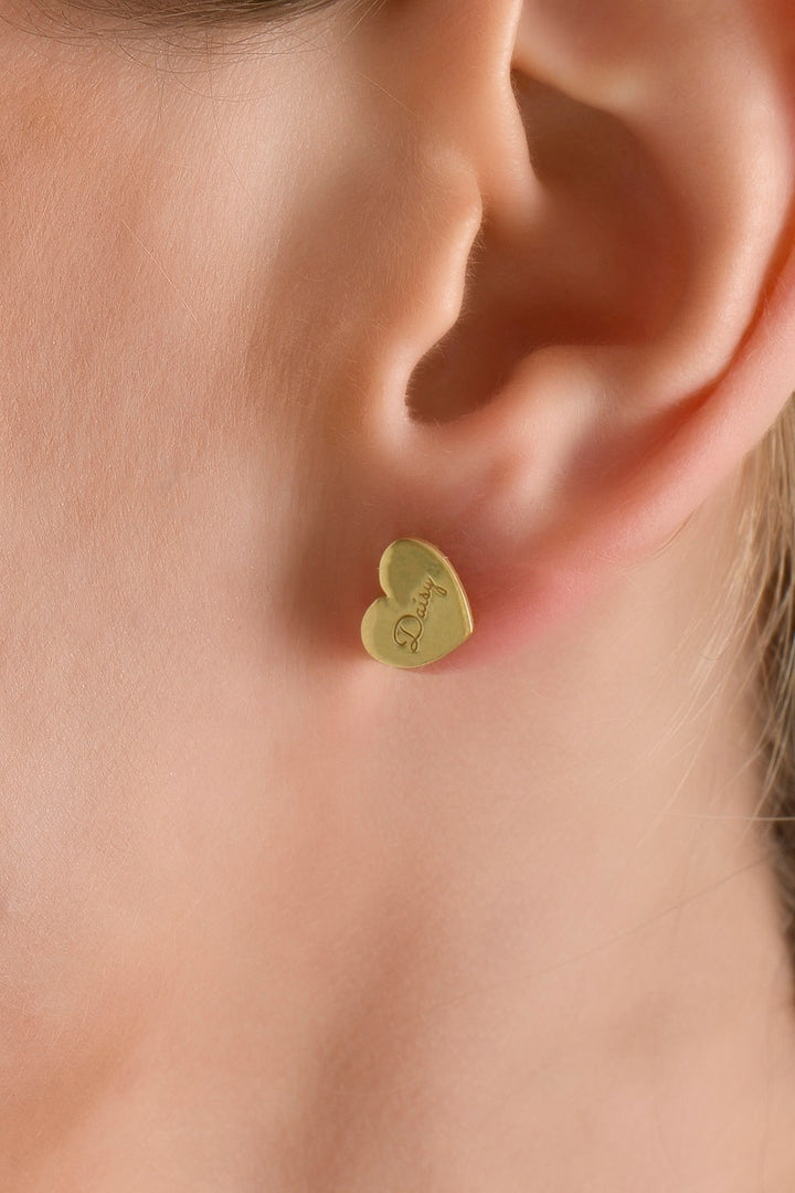 Personalized Heart-Shaped Earrings – Sterling Silver with Custom Engraving