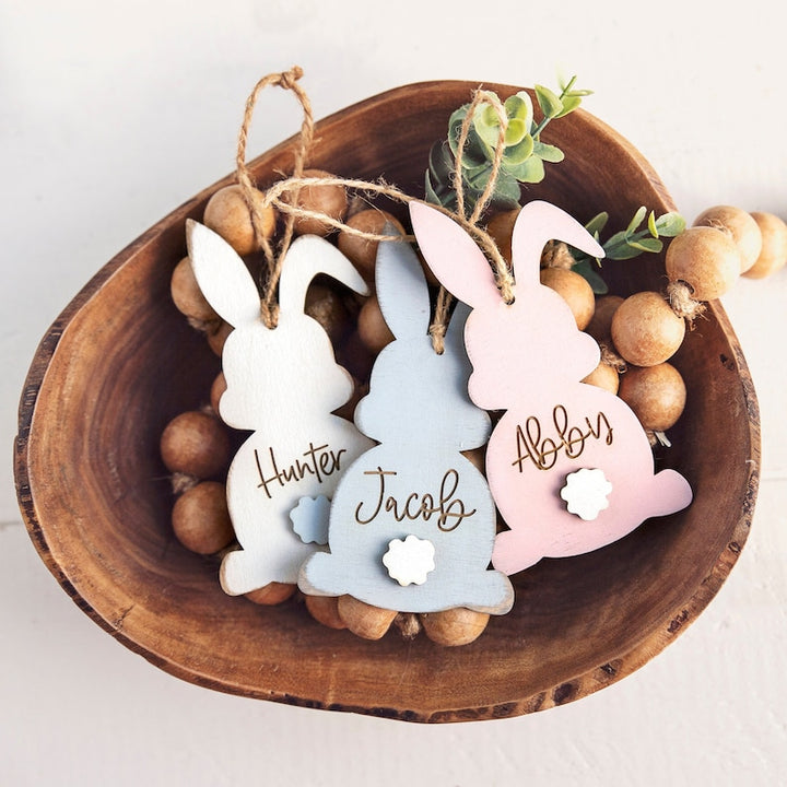 Personalized Wood Accessory for Spring Easter Bunny Name Tag