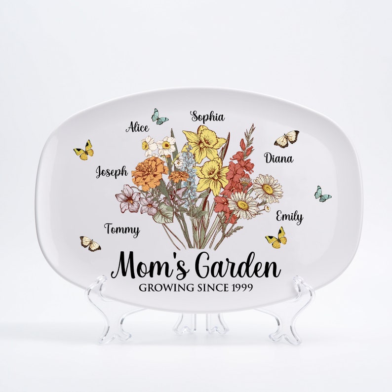 Personalized Birth Month Flower Mom's Garden Plate