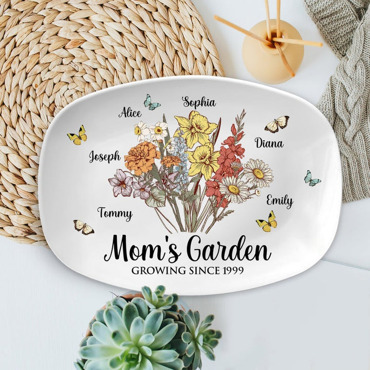 Personalized Birth Month Flower Mom's Garden Plate