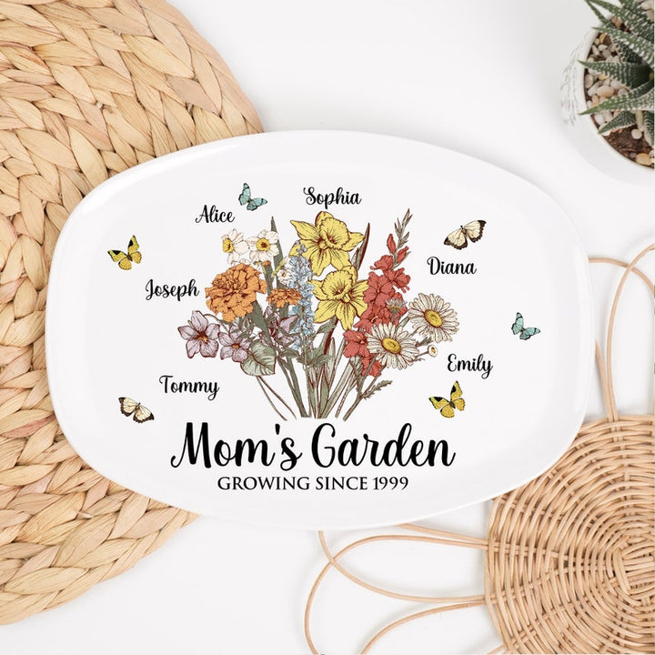 Personalized Birth Month Flower Mom's Garden Plate