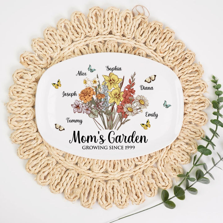 Personalized Birth Month Flower Mom's Garden Plate