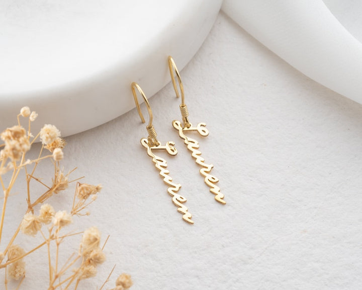 Personalized Custom Name Earrings – Sterling Silver with Gold, Silver & Rose Gold Options