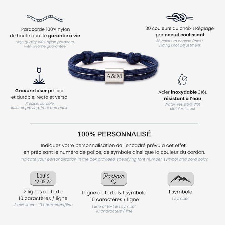 Personalized Engraved Family's Cord Bracelet