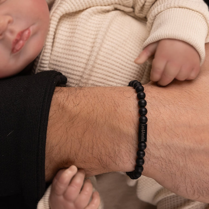 Personalized Men's Onyx Beads Bracelet