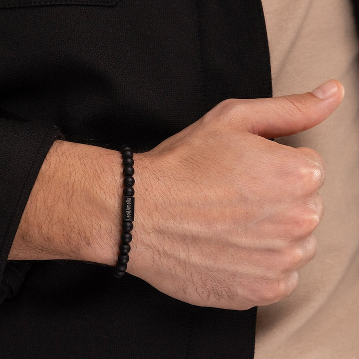 Personalized Men's Onyx Beads Bracelet