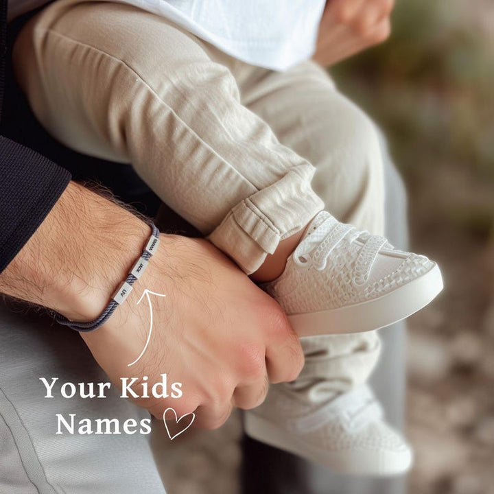 Customized father and baby name woven bracelet
