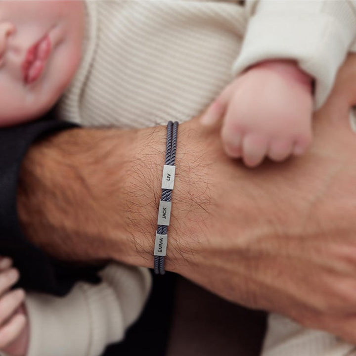Customized father and baby name woven bracelet