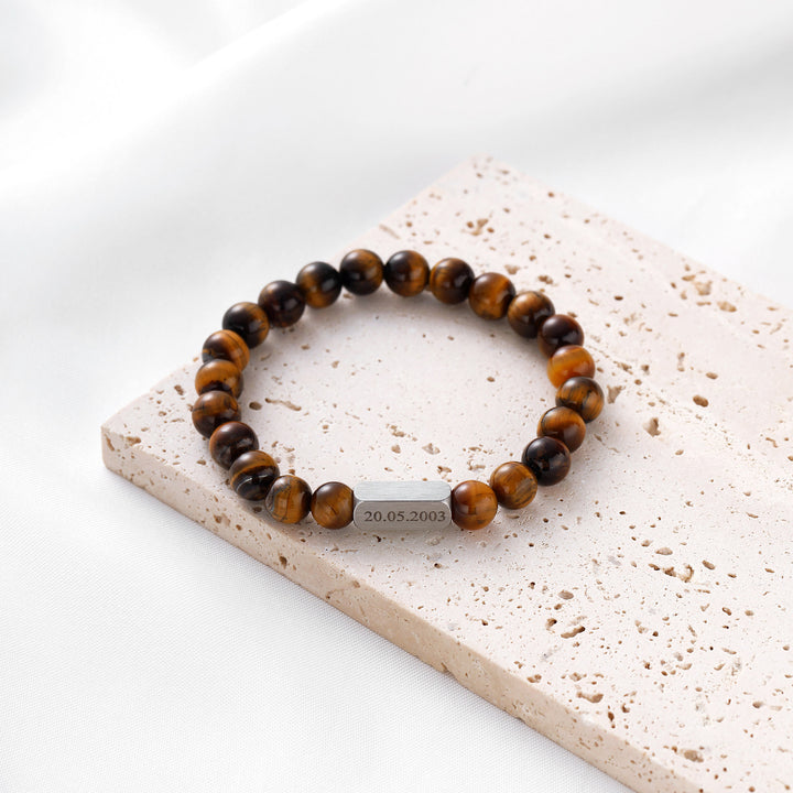 Personalised Men's Name Bracelet Malachite Stone Bracelet