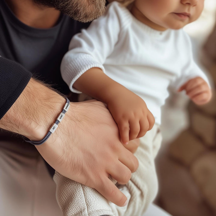 Customized father and baby name woven bracelet