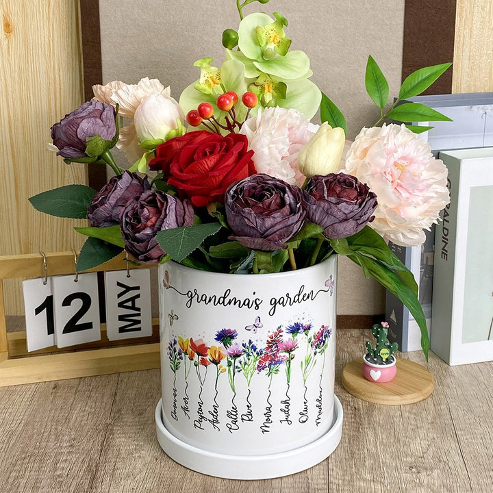 Personalized Grandma's Garden Birth Flower Pot