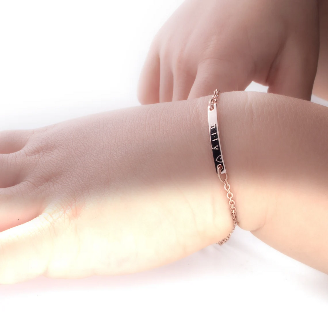 Customized Birthday Great Gift Baby Name Bar ID Bracelet