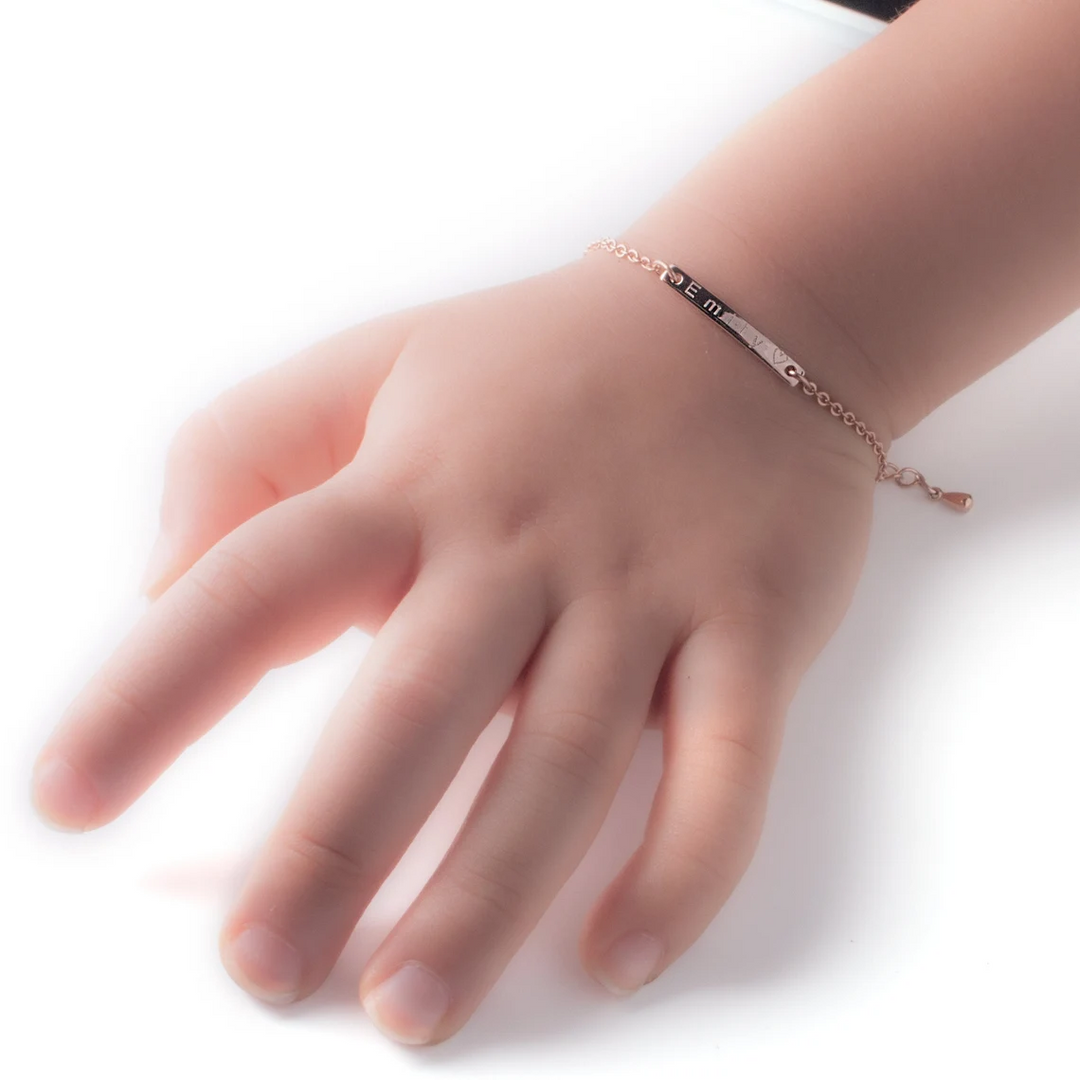 Customized Birthday Great Gift Baby Name Bar ID Bracelet