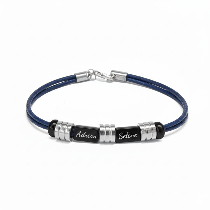 Men’s Personalized Braided Leather Name Bracelet – Custom Titanium Steel Engraved ID Wristband, Stylish Gift for Him