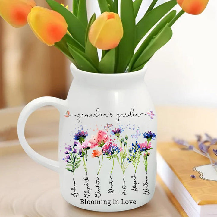 Family Personalized Custom Home Decor Flower Vase For Mom, Grandma