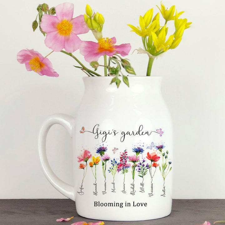 Family Personalized Custom Home Decor Flower Vase For Mom, Grandma