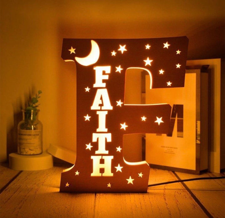 Personalized Wooden Letter Night Light Decoration