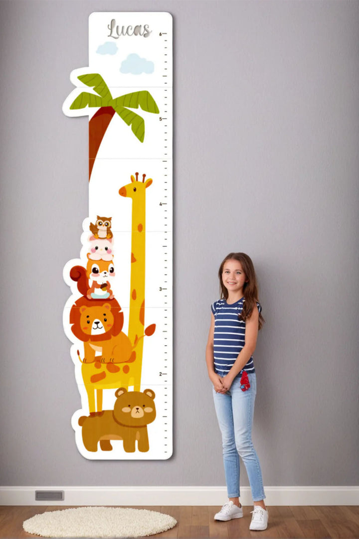 Personalized Wooden Cute Animals Growth Chart Ruler