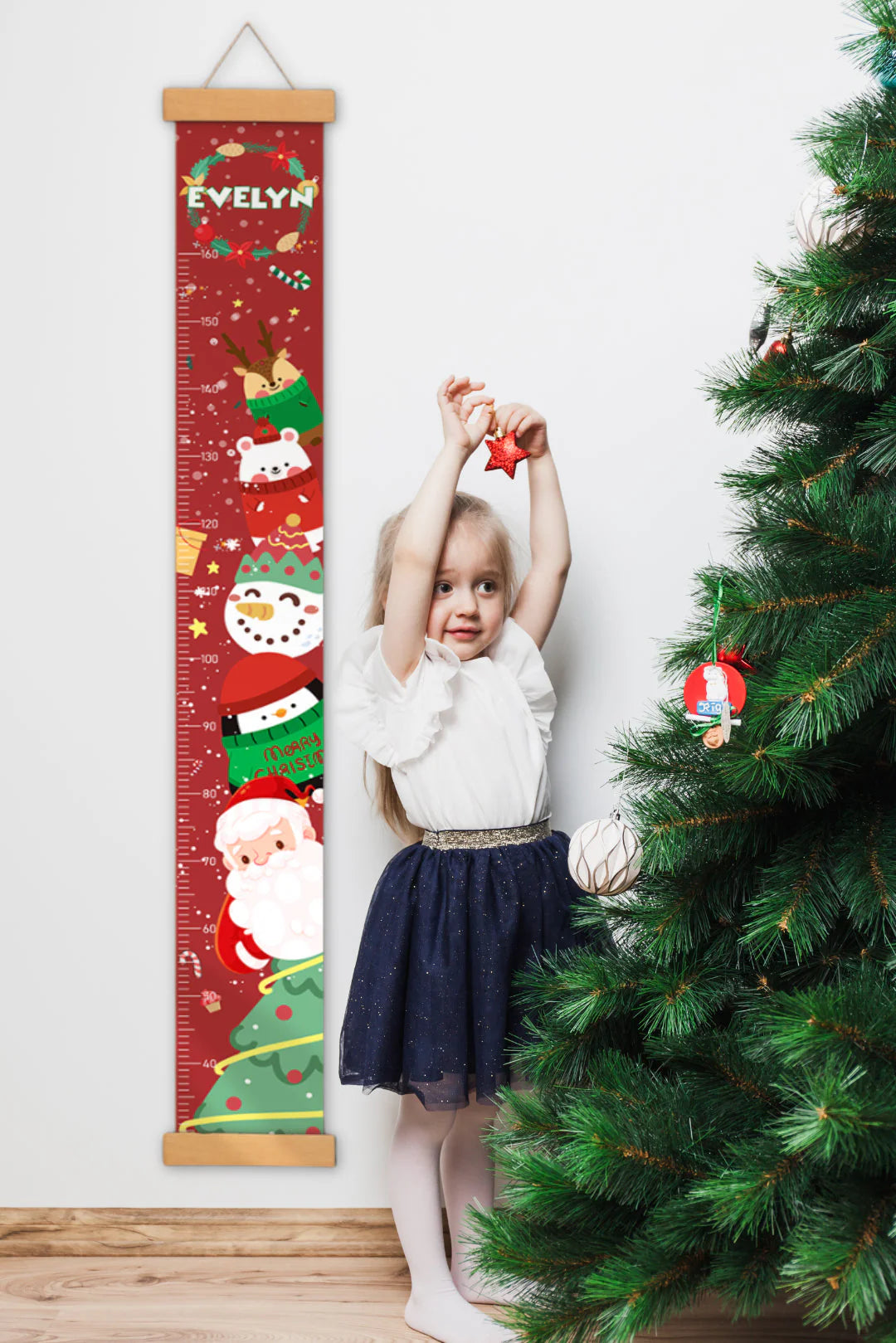 Personalized Christmas Hanging Canvas Height Ruler