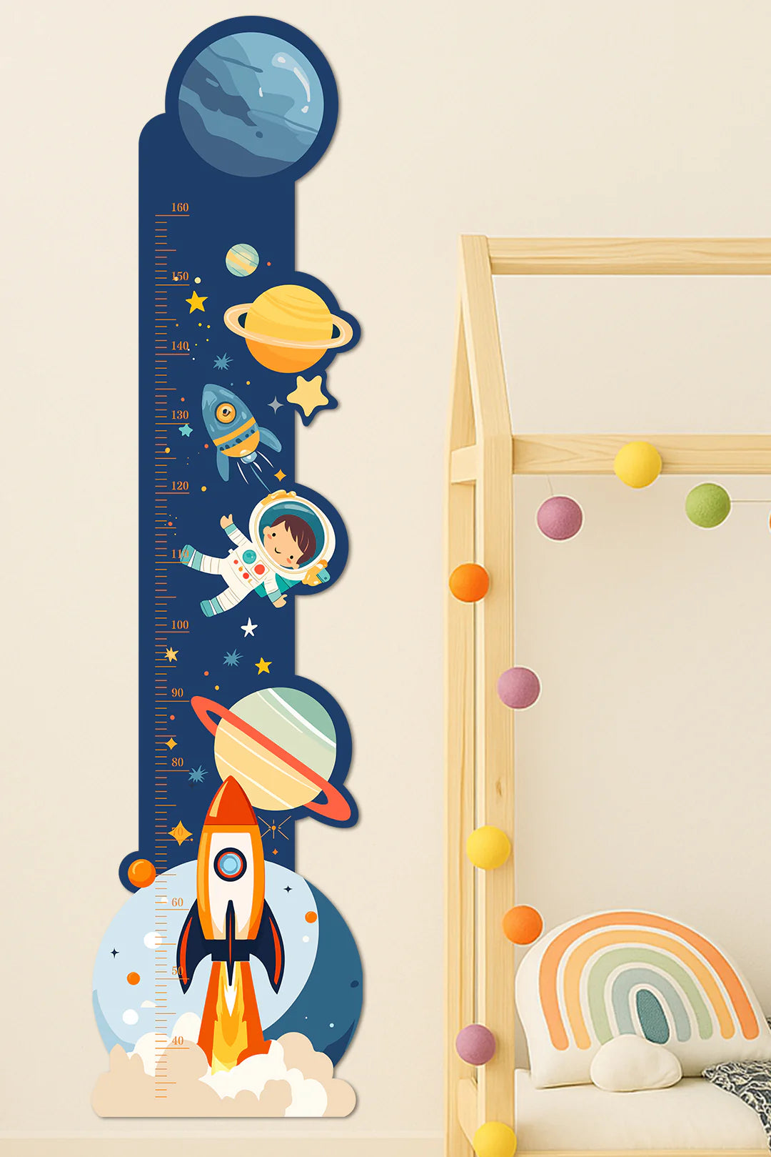 Personalized Wooden Space Height Growth Chart for Kids