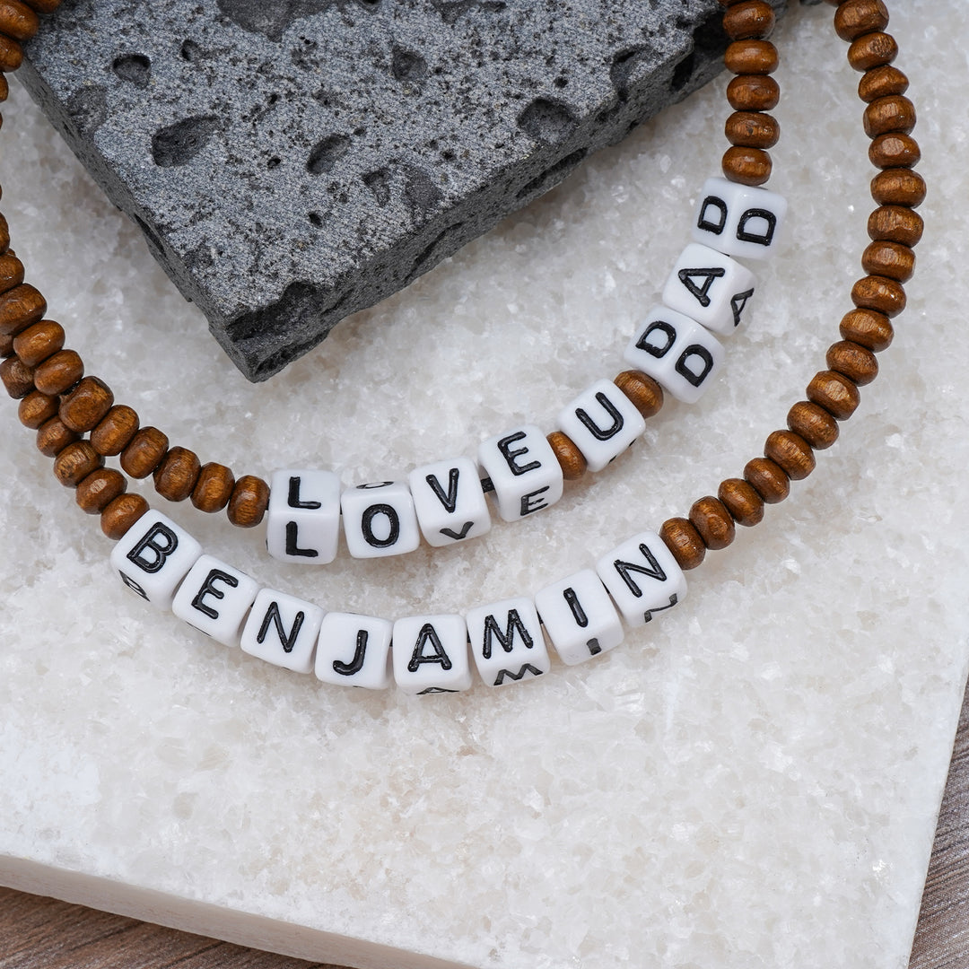Personalized MATTE Black Men’s Beaded Bracelet