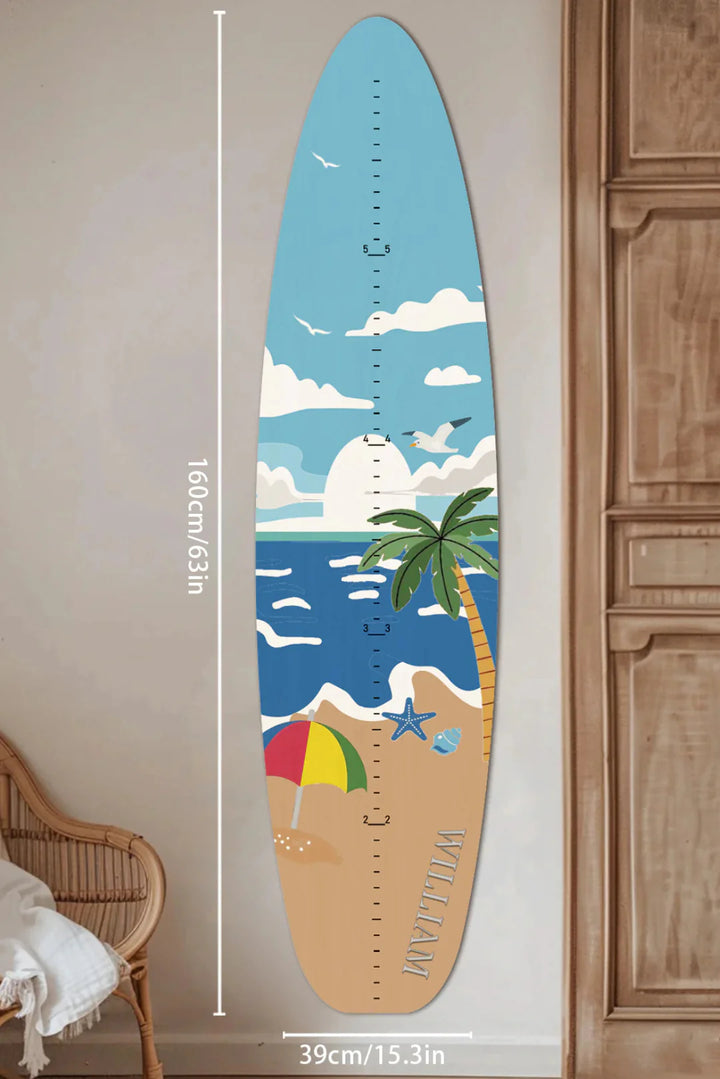 Surf Boared Ruler Personalized Wooden Surfboard Growth Chart Ruler – nameingift
