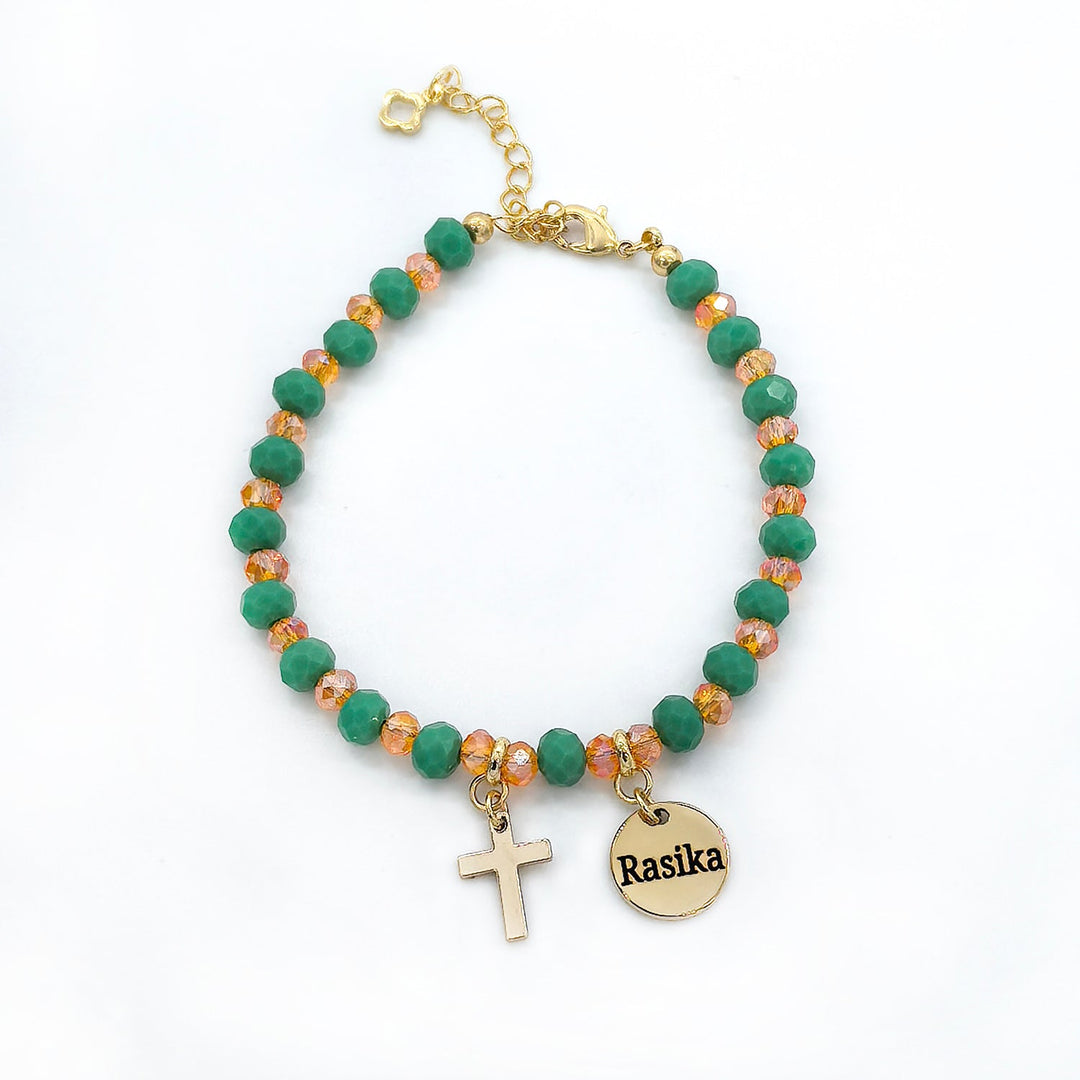 Personalized Cross Charm Children's Christmas Bracelet