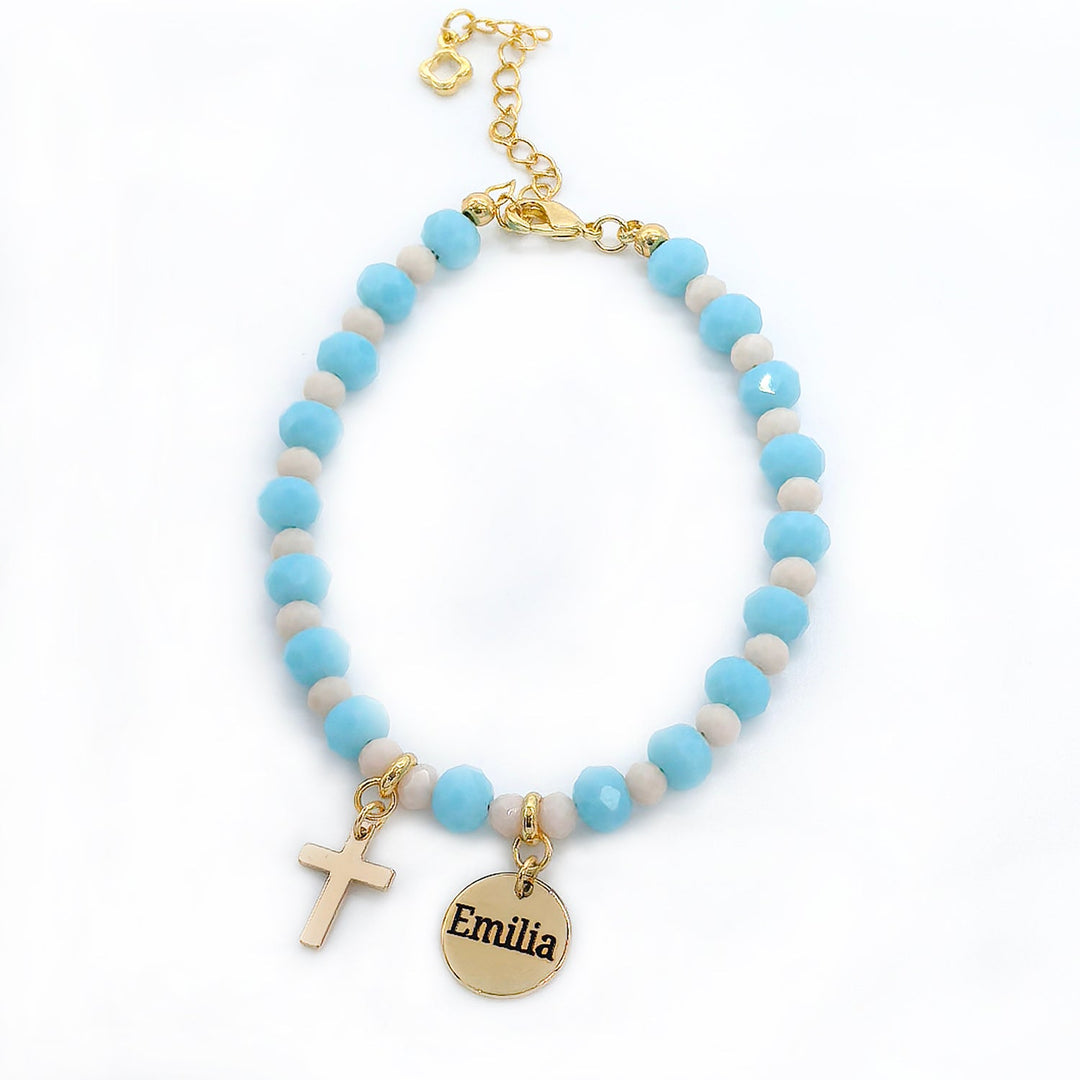 Personalized Cross Charm Children's Christmas Bracelet