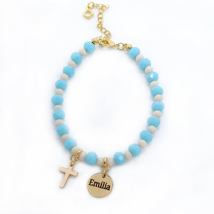 Personalized Cross Charm Children's Christmas Bracelet