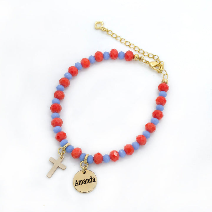 Personalized Cross Charm Children's Christmas Bracelet