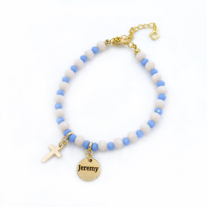 Personalized Cross Charm Children's Christmas Bracelet