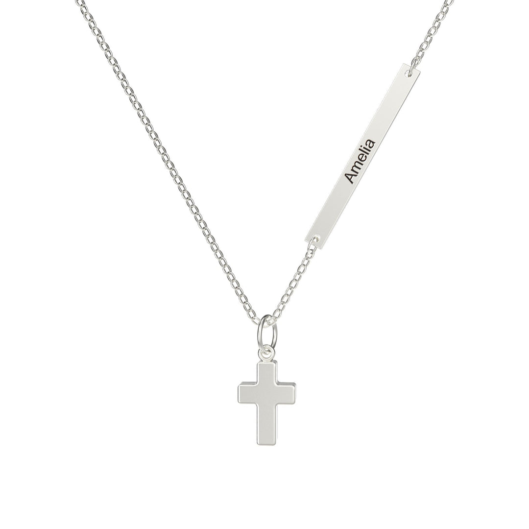 Personalized Childrens Name Necklace with a Tiny Cross