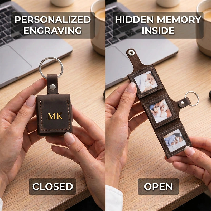 The "For Your Eyes Only" Secret Photo Leather Keychain