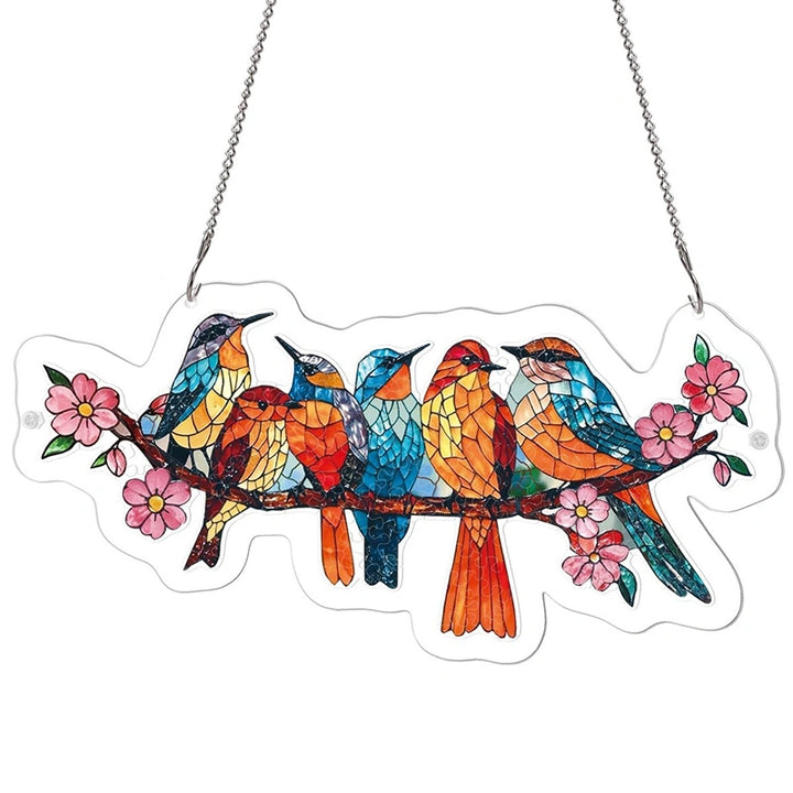 Acrylic Jigsaw Puzzle Suncatcher – Blossom Songbirds Window Hanging Decor