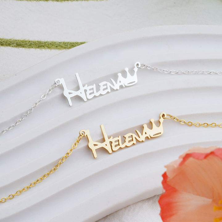 Personalized Crown Baby Name Necklace