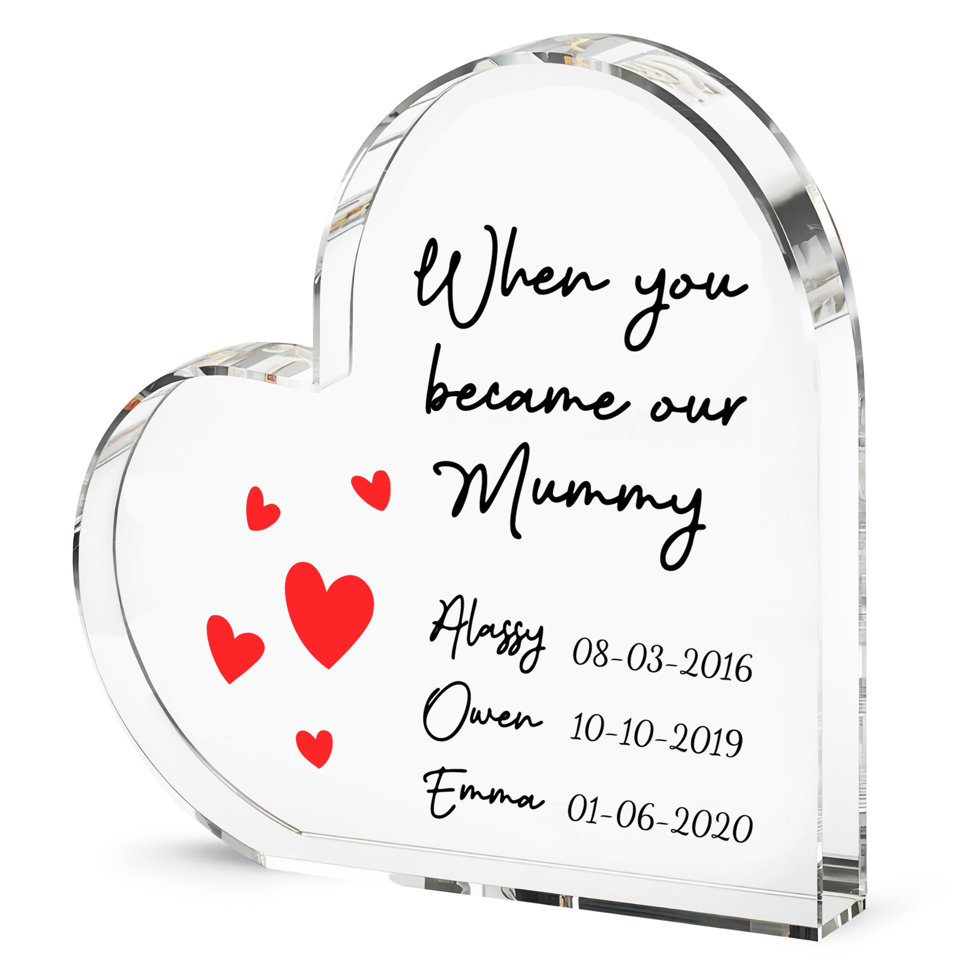 Personalised Name Acrylic Heart Keepsake Custom 3 Texts Ornaments Gifts