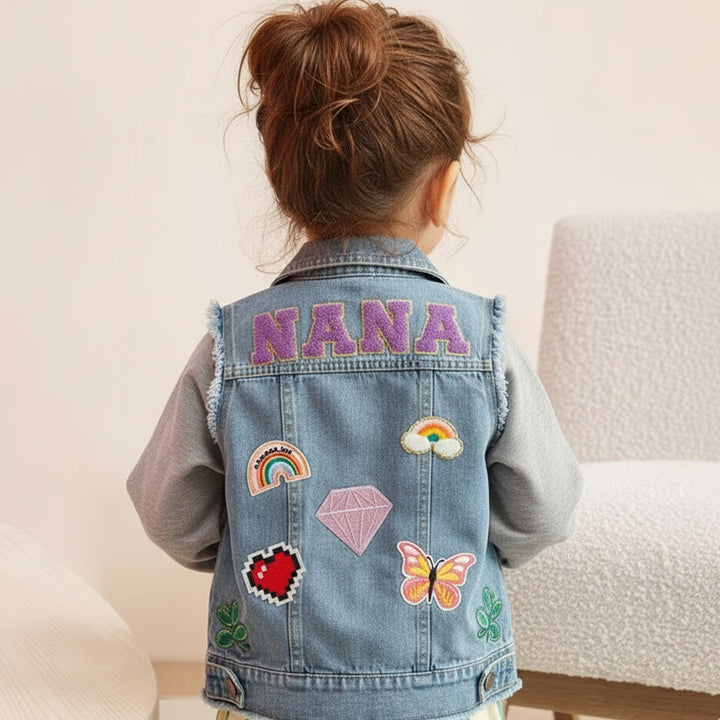 Personalized Children’s Patch Denim Vest – Custom Name Jean Vest for Boys & Girls
