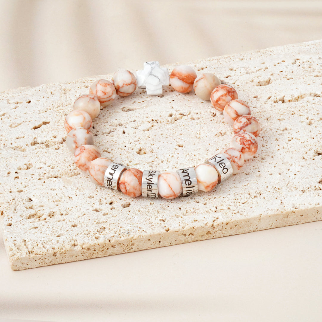 Personalized natural stone bead bracelet (Natural red serpentine)