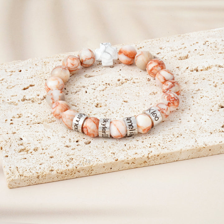 Personalized natural stone bead bracelet (Natural red serpentine)