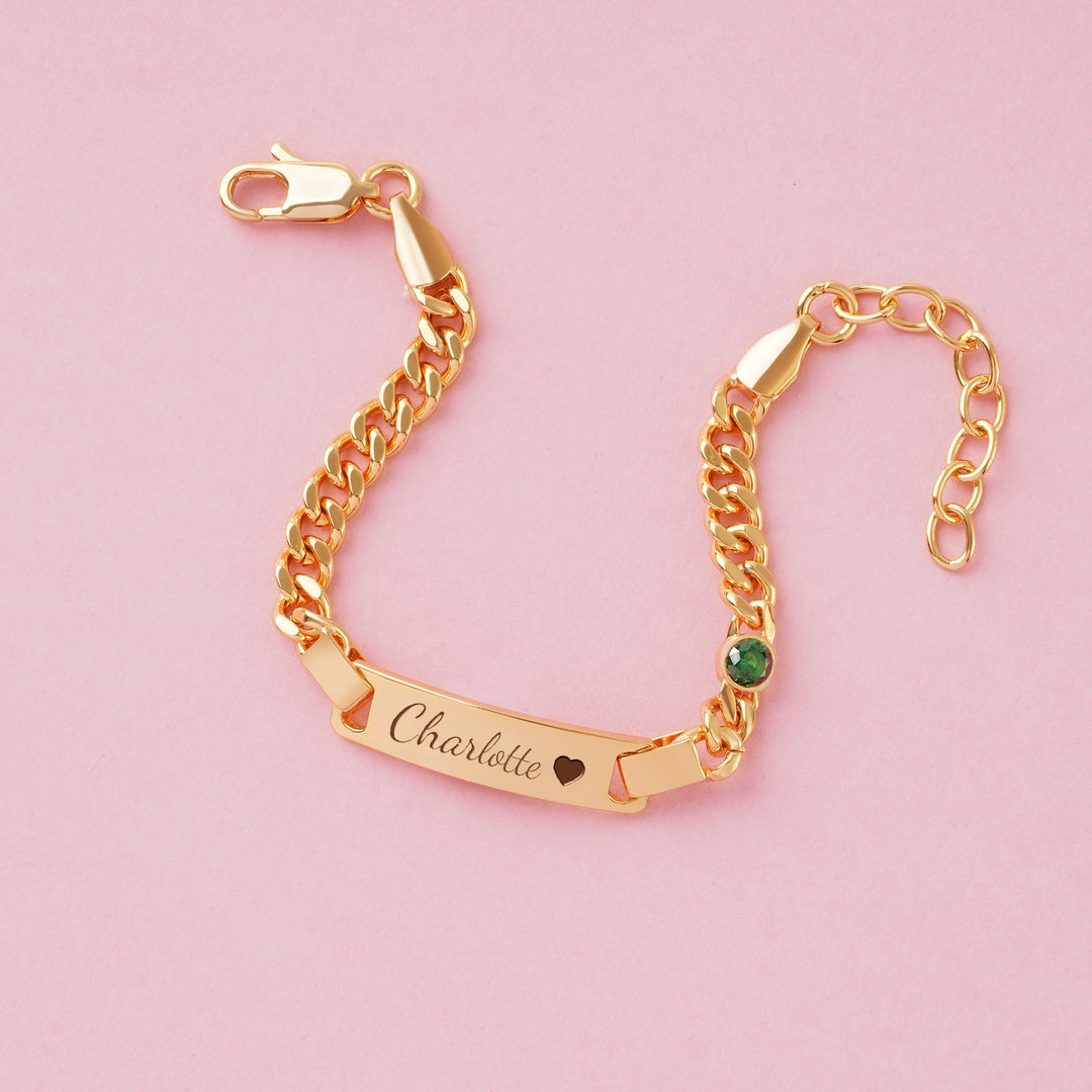 Personalized Boy And Girl's Birthstone Name Bracelet