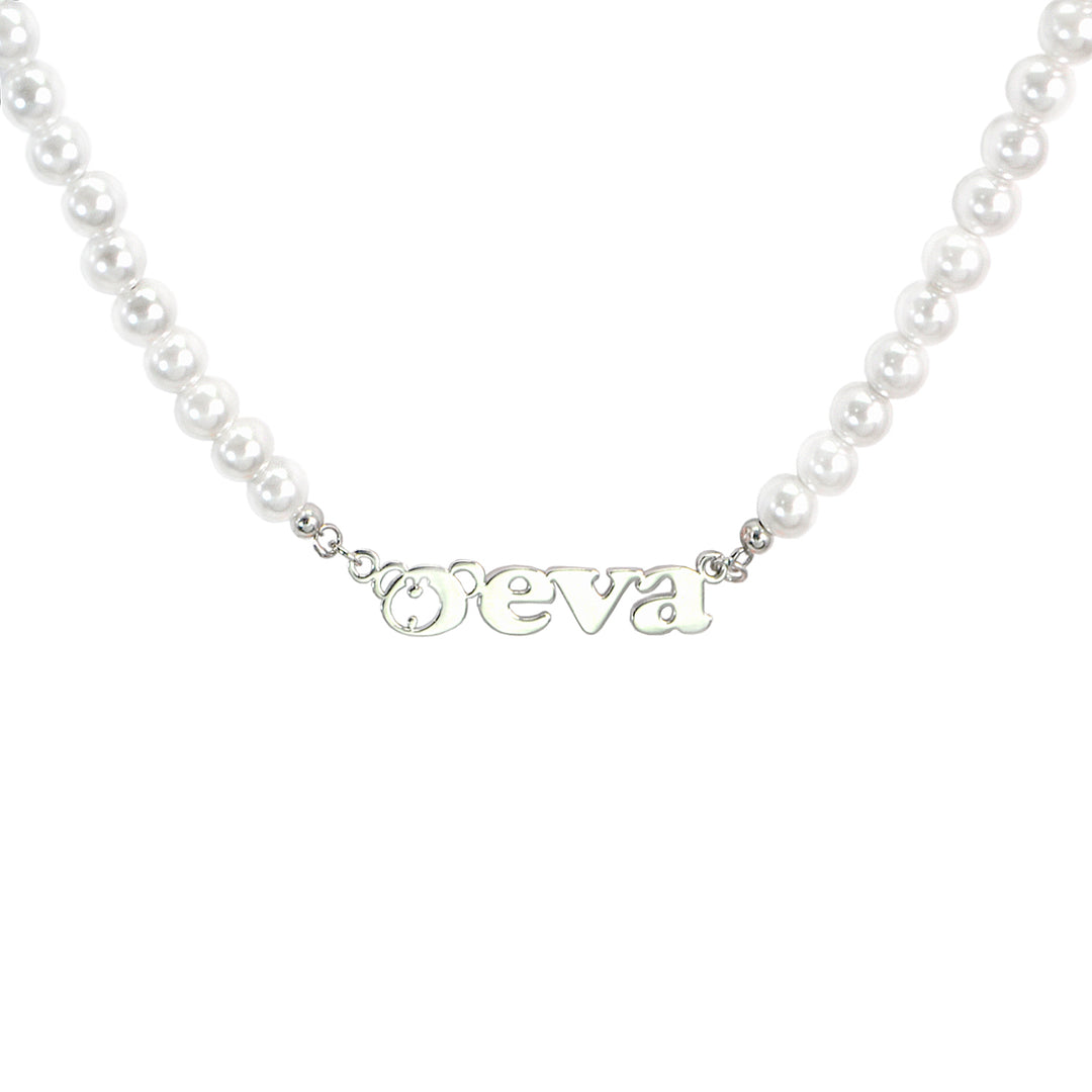 Personalized women's name custom pearl necklace