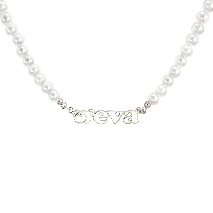 Personalized women's name custom pearl necklace