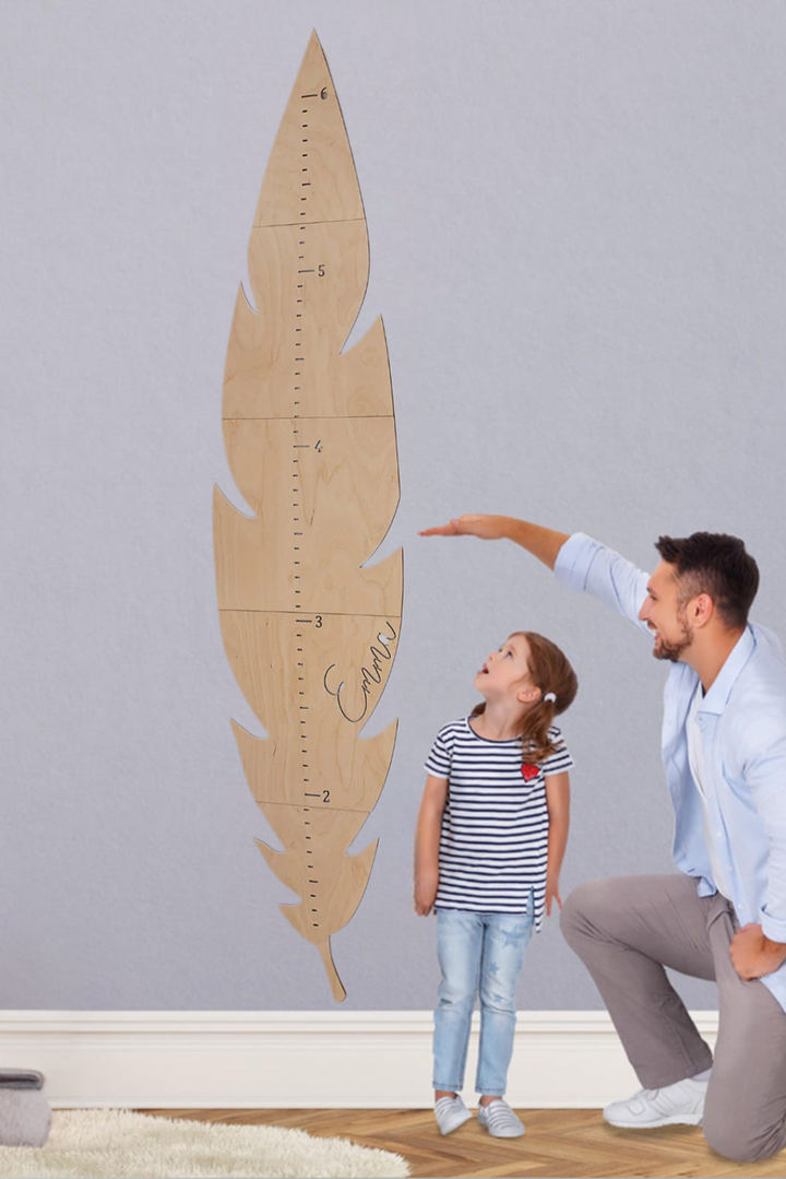 Personalized Wooden Feather Growth Chart Height Ruler