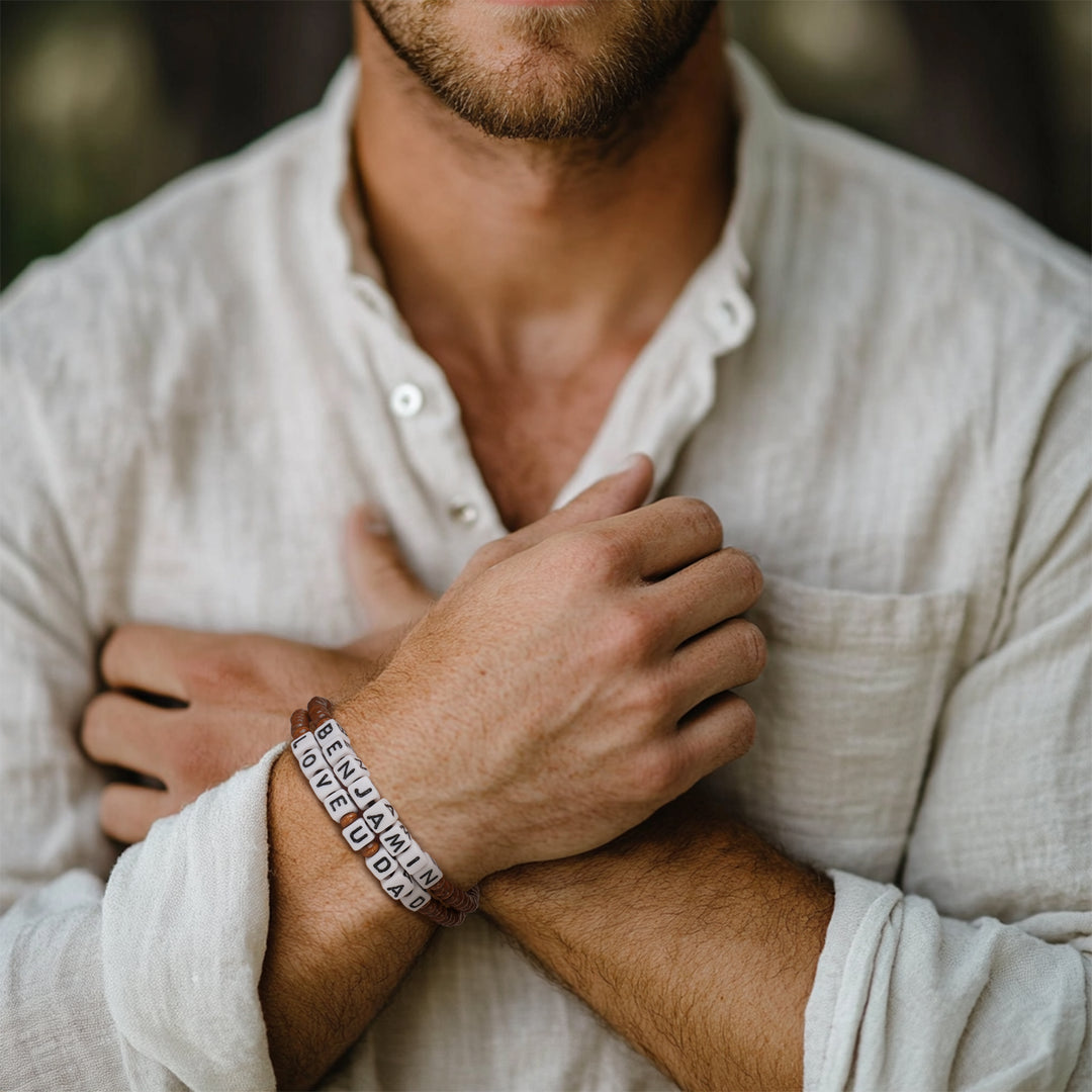 Personalized MATTE Black Men’s Beaded Bracelet