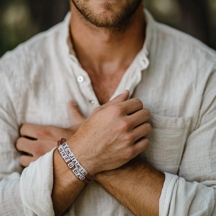 Personalized MATTE Black Men’s Beaded Bracelet