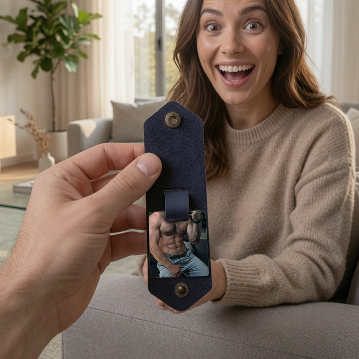 Chaveiro de couro personalizado com foto para homens | Chaveiro personalizado com foto para presentear ele | Chaveiro de couro gravado para namorado, marido, pai