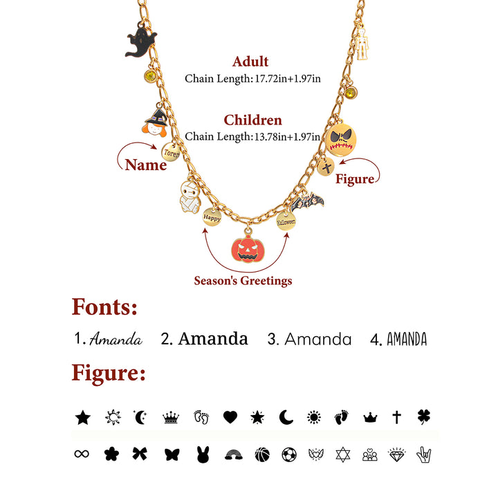 Halloween Parent-Child Bracelet & Necklace Set – Custom Titanium Steel Jewelry for Families