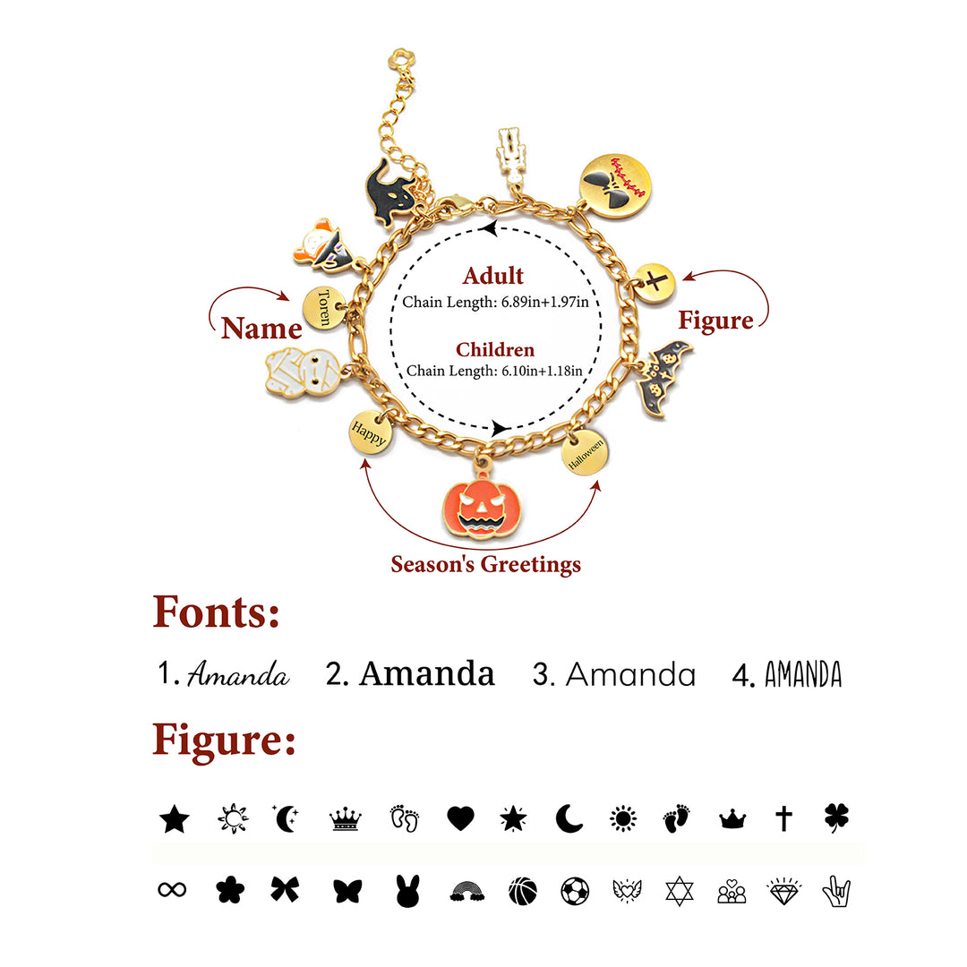Halloween Parent-Child Bracelet & Necklace Set – Custom Titanium Steel Jewelry for Families