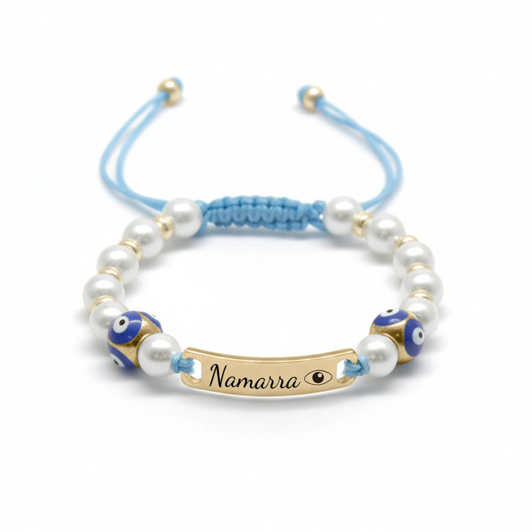 Personalized Evil Eye Baby Bracelet – Custom Handwoven Birth Keepsake for Newborns & Infants